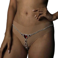 Sexy Red Rhinestone Pantie Body Jewelry