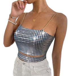 BAE Plaid Print Chain Detail Cami Top