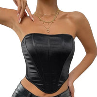 Black Solid Hanky Hem Tube Top