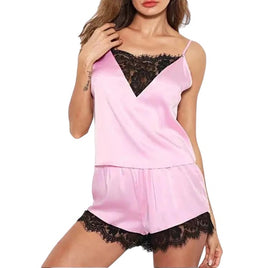 Women Lace Sleeveless Strap Sleepwear Set