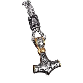 Stainless Steel Vikings Hammer Pendant Chain Necklace