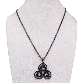 Stainless Steel Triple Spiral Black Necklace