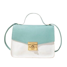 Mini Two Tone Twist Lock Flap Square Bag Top Handle