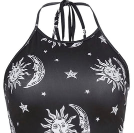 Women Star Print Sleeveless Crop Top