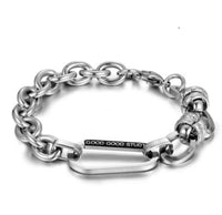 Men Stainless Steel Letter Detail Chain Bracelet