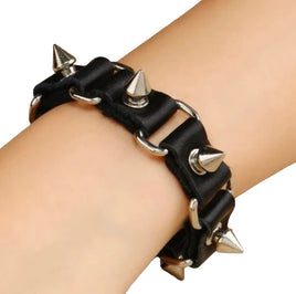 Unisex Spike Decor Leather Bracelet