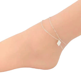 Women Multi Layer Silver Leg Chain Anklet