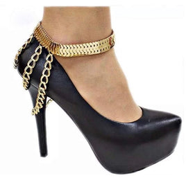 1 Pc Gold Anklet Shoes Chain Draped Layered Anklet