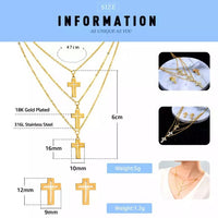 Stainless Steel Cross Necklace & Earrings Set