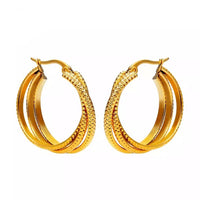 Stainless Steel Hoop Circle Twisted Earrings