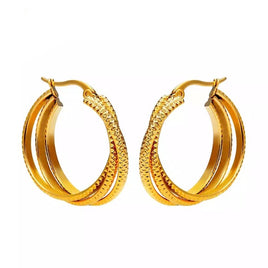 Stainless Steel Hoop Circle Twisted Earrings