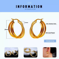 Stainless Steel Hoop Circle Twisted Earrings