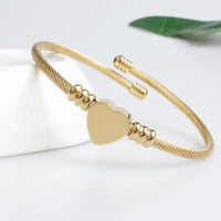 Stainless Steel Cuff Bangle Heart Shape Bracelet