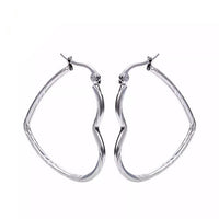 Stainless Steel Hoop Heart Shape Silver Earring