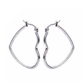 Stainless Steel Hoop Heart Shape Silver Earring