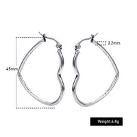 Stainless Steel Hoop Heart Shape Silver Earring