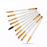 10 Pcs/Set White-Gold Makeup Brushes