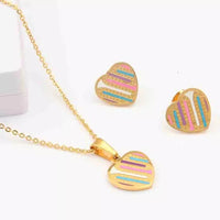 Women Multicolor Heart Shape Jewelry Set