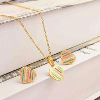 Women Multicolor Heart Shape Jewelry Set