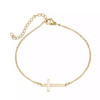 Stainless Steel Women Gold Cross Bracelet