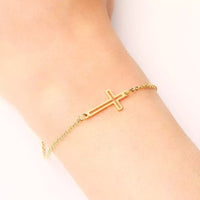 Stainless Steel Women Gold Cross Bracelet