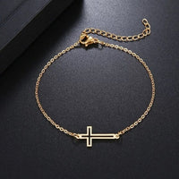 Stainless Steel Women Gold Cross Bracelet