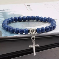 6mm Boho Natural Blue Beads Bracelet