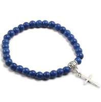 6mm Boho Natural Blue Beads Bracelet