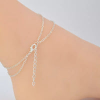 Women Multi Layer Silver Leg Chain Anklet