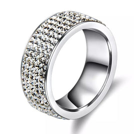 Women 5 Rows Crystal Stainless Steel Ring