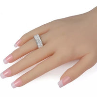 Women 5 Rows Crystal Stainless Steel Ring