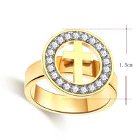 Stainless Steel Crystal Cross Ring