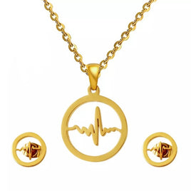 Stainless Steel Electrocardiogram Necklace Set