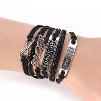 Unisex Infinite Love Leather Wrap Charm Bracelet