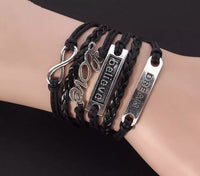 Unisex Infinite Love Leather Wrap Charm Bracelet