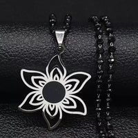 Women Stainless Steel Flower Necklace