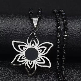 Women Stainless Steel Flower Necklace