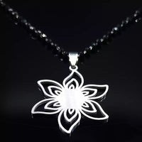 Women Stainless Steel Flower Necklace