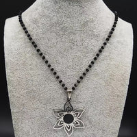 Women Stainless Steel Flower Necklace