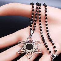 Women Stainless Steel Flower Necklace