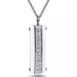 Fashion White Ceramic CZ Crystal Pendant Necklace