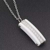 Fashion White Ceramic CZ Crystal Pendant Necklace