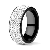 Unisex Stainless Steel Silver Rhinestone Ring