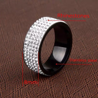 Unisex Stainless Steel Silver Rhinestone Ring