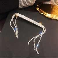 Women Full Crystal Bar Tassel Hair Clip