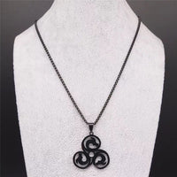 Stainless Steel Triple Spiral Black Necklace