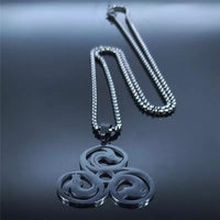 Stainless Steel Triple Spiral Black Necklace