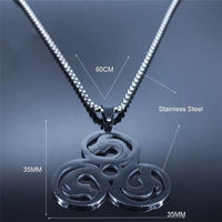 Stainless Steel Triple Spiral Black Necklace