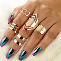 5Pcs Set Bohemia Geometric Rings