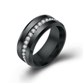 Unisex Stainless Steel CZ Stone Ring